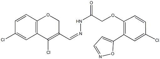 2-[4-chloro-2-(5-isoxazolyl)phenoxy]-N'-[(4,6-dichloro-2H-chromen-3-yl)methylene]acetohydrazide 化学構造式