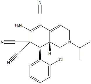 6-amino-8-(2-chlorophenyl)-2-isopropyl-2,3,8,8a-tetrahydro-5,7,7(1H)-isoquinolinetricarbonitrile Struktur