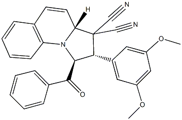 1-benzoyl-2-(3,5-dimethoxyphenyl)-1,2-dihydropyrrolo[1,2-a]quinoline-3,3(3aH)-dicarbonitrile 化学構造式