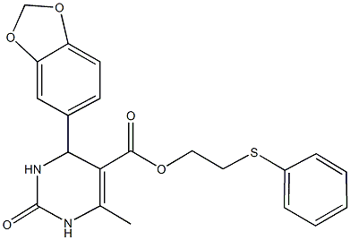 2-(phenylsulfanyl)ethyl 4-(1,3-benzodioxol-5-yl)-6-methyl-2-oxo-1,2,3,4-tetrahydro-5-pyrimidinecarboxylate,294197-89-0,结构式