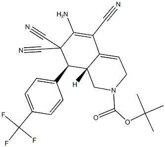 tert-butyl 6-amino-5,7,7-tricyano-8-[4-(trifluoromethyl)phenyl]-3,7,8,8a-tetrahydro-2(1H)-isoquinolinecarboxylate Struktur