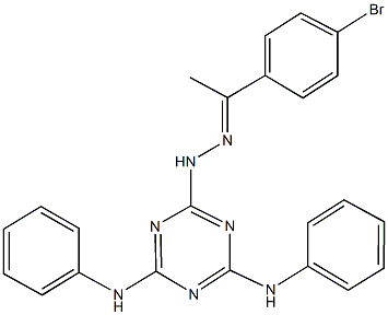 1-(4-bromophenyl)ethanone (4,6-dianilino-1,3,5-triazin-2-yl)hydrazone 化学構造式