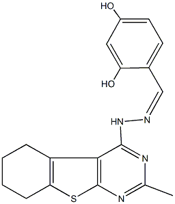 2,4-dihydroxybenzaldehyde (2-methyl-5,6,7,8-tetrahydro[1]benzothieno[2,3-d]pyrimidin-4-yl)hydrazone 结构式