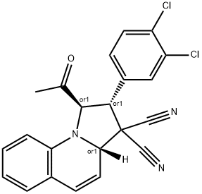 1-acetyl-2-(3,4-dichlorophenyl)-1,2-dihydropyrrolo[1,2-a]quinoline-3,3(3aH)-dicarbonitrile 化学構造式