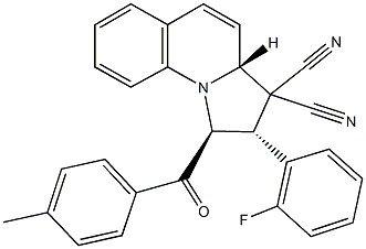 2-(2-fluorophenyl)-1-(4-methylbenzoyl)-1,2-dihydropyrrolo[1,2-a]quinoline-3,3(3aH)-dicarbonitrile Struktur