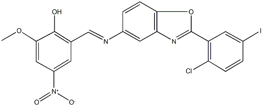 294665-96-6 2-({[2-(2-chloro-5-iodophenyl)-1,3-benzoxazol-5-yl]imino}methyl)-4-nitro-6-methoxyphenol