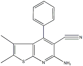 6-amino-2,3-dimethyl-4-phenylthieno[2,3-b]pyridine-5-carbonitrile 结构式