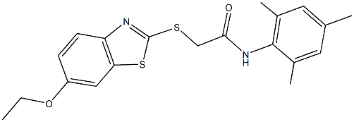 2-[(6-ethoxy-1,3-benzothiazol-2-yl)sulfanyl]-N-mesitylacetamide Structure