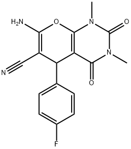 7-amino-5-(4-fluorophenyl)-1,3-dimethyl-2,4-dioxo-1,3,4,5-tetrahydro-2H-pyrano[2,3-d]pyrimidine-6-carbonitrile Structure