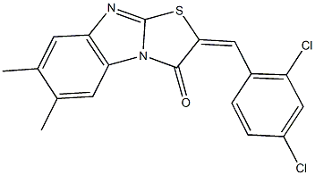 2-(2,4-dichlorobenzylidene)-6,7-dimethyl[1,3]thiazolo[3,2-a]benzimidazol-3(2H)-one Struktur