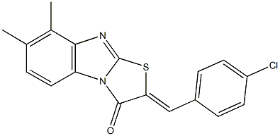 2-(4-chlorobenzylidene)-7,8-dimethyl[1,3]thiazolo[3,2-a]benzimidazol-3(2H)-one Struktur