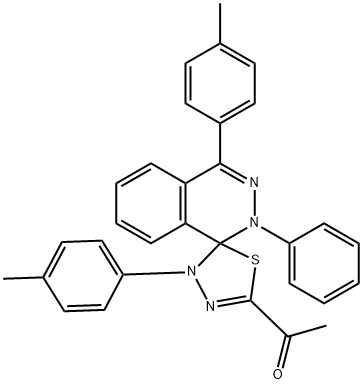 1-[4,4'-bis(4-methylphenyl)-2-phenyl-1,2,4',5'-tetrahydrospiro(phthalazine-1,5'-[1,3,4]-thiadiazole)-2'-yl]ethanone Struktur