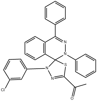 1'-[4-(3-chlorophenyl)-2,4-diphenyl-1,2,4',5'-tetrahydrospiro(phthalazine-5,1'-[1,3,4]-thiadiazole)-2'-yl]ethanone 化学構造式