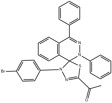 1-[4'-(4-bromophenyl)-2,4-diphenyl-1,2,4',5'-tetrahydrospiro(phthalazine-1,5'-[1,3,4]-thiadiazole)-2'-yl]ethanone,294877-55-7,结构式