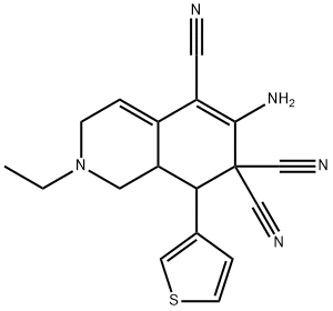 6-amino-2-ethyl-8-(3-thienyl)-2,3,8,8a-tetrahydro-5,7,7(1H)-isoquinolinetricarbonitrile Structure