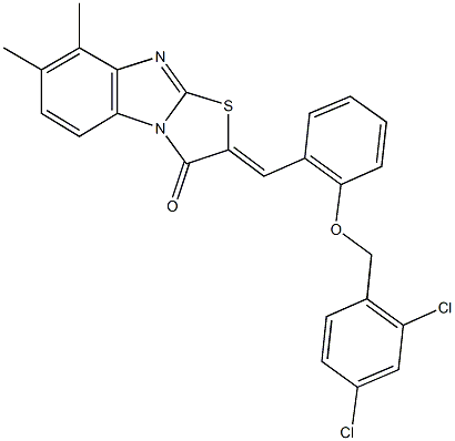 2-{2-[(2,4-dichlorobenzyl)oxy]benzylidene}-7,8-dimethyl[1,3]thiazolo[3,2-a]benzimidazol-3(2H)-one Struktur