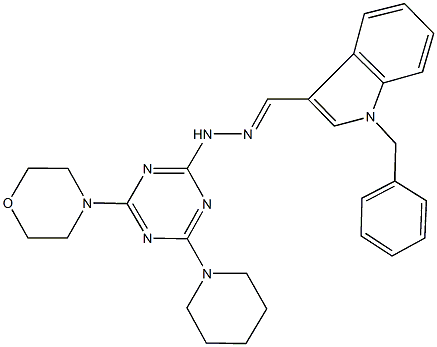 1-benzyl-1H-indole-3-carbaldehyde [4-(4-morpholinyl)-6-(1-piperidinyl)-1,3,5-triazin-2-yl]hydrazone 结构式