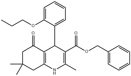 phenylmethyl 2,7,7-trimethyl-5-oxo-4-[2-(propyloxy)phenyl]-1,4,5,6,7,8-hexahydroquinoline-3-carboxylate Structure