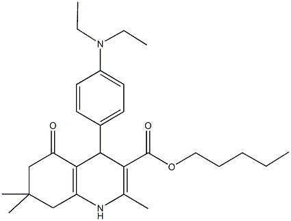 pentyl 4-[4-(diethylamino)phenyl]-2,7,7-trimethyl-5-oxo-1,4,5,6,7,8-hexahydroquinoline-3-carboxylate,295344-48-8,结构式