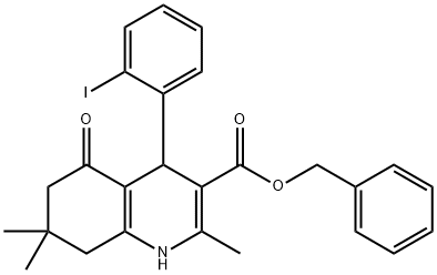benzyl 4-(2-iodophenyl)-2,7,7-trimethyl-5-oxo-1,4,5,6,7,8-hexahydro-3-quinolinecarboxylate Struktur