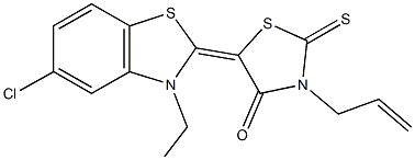 3-allyl-5-(5-chloro-3-ethyl-1,3-benzothiazol-2(3H)-ylidene)-2-thioxo-1,3-thiazolidin-4-one 结构式