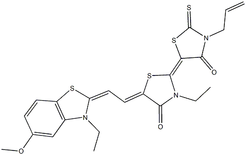 3'-allyl-3-ethyl-5-[2-(3-ethyl-5-methoxy-1,3-benzothiazol-2(3H)-ylidene)ethylidene]-2'-thioxo-2,5'-bis[1,3-thiazolidin-2-ylidene]-4,4'-dione 化学構造式