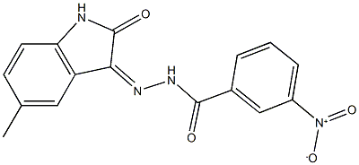 3-nitro-N'-(5-methyl-2-oxo-1,2-dihydro-3H-indol-3-ylidene)benzohydrazide,295363-27-8,结构式