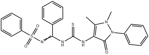 N-[({[(1,5-dimethyl-3-oxo-2-phenyl-2,3-dihydro-1H-pyrazol-4-yl)amino]carbothioyl}amino)(phenyl)methylene]benzenesulfonamide 结构式