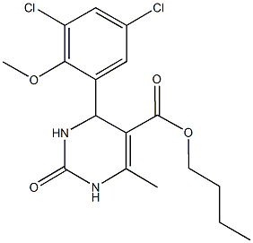 butyl 4-[3,5-dichloro-2-(methyloxy)phenyl]-6-methyl-2-oxo-1,2,3,4-tetrahydropyrimidine-5-carboxylate,295804-16-9,结构式