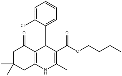 butyl 4-(2-chlorophenyl)-2,7,7-trimethyl-5-oxo-1,4,5,6,7,8-hexahydroquinoline-3-carboxylate Struktur