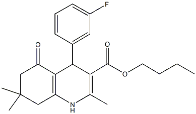 butyl 4-(3-fluorophenyl)-2,7,7-trimethyl-5-oxo-1,4,5,6,7,8-hexahydroquinoline-3-carboxylate Structure
