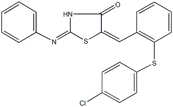 5-{2-[(4-chlorophenyl)sulfanyl]benzylidene}-2-(phenylimino)-1,3-thiazolidin-4-one,296242-57-4,结构式