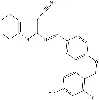 2-({4-[(2,4-dichlorobenzyl)oxy]benzylidene}amino)-4,5,6,7-tetrahydro-1-benzothiophene-3-carbonitrile 化学構造式