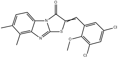 2-(3,5-dichloro-2-methoxybenzylidene)-7,8-dimethyl[1,3]thiazolo[3,2-a]benzimidazol-3(2H)-one Struktur