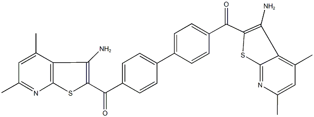 (3-amino-4,6-dimethylthieno[2,3-b]pyridin-2-yl){4'-[(3-amino-4,6-dimethylthieno[2,3-b]pyridin-2-yl)carbonyl][1,1'-biphenyl]-4-yl}methanone 结构式