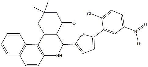 5-(5-{2-chloro-5-nitrophenyl}-2-furyl)-2,2-dimethyl-2,3,5,6-tetrahydrobenzo[a]phenanthridin-4(1H)-one,296245-54-0,结构式