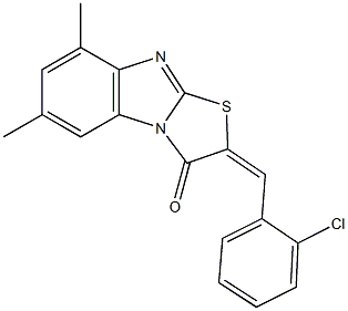 2-(2-chlorobenzylidene)-6,8-dimethyl[1,3]thiazolo[3,2-a]benzimidazol-3(2H)-one Struktur
