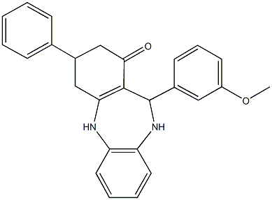 11-(3-methoxyphenyl)-3-phenyl-2,3,4,5,10,11-hexahydro-1H-dibenzo[b,e][1,4]diazepin-1-one Struktur