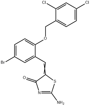 5-{5-bromo-2-[(2,4-dichlorobenzyl)oxy]benzylidene}-2-imino-1,3-thiazolidin-4-one,296246-74-7,结构式