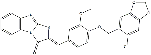 296247-04-6 2-{4-[(6-chloro-1,3-benzodioxol-5-yl)methoxy]-3-methoxybenzylidene}[1,3]thiazolo[3,2-a]benzimidazol-3(2H)-one