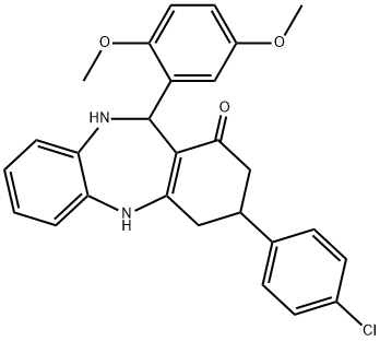 3-(4-chlorophenyl)-11-(2,5-dimethoxyphenyl)-2,3,4,5,10,11-hexahydro-1H-dibenzo[b,e][1,4]diazepin-1-one,296247-07-9,结构式