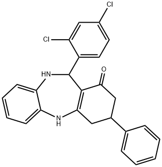 11-(2,4-dichlorophenyl)-3-phenyl-2,3,4,5,10,11-hexahydro-1H-dibenzo[b,e][1,4]diazepin-1-one,296247-10-4,结构式