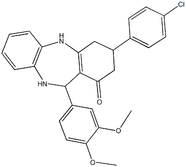 3-(4-chlorophenyl)-11-(3,4-dimethoxyphenyl)-2,3,4,5,10,11-hexahydro-1H-dibenzo[b,e][1,4]diazepin-1-one Structure