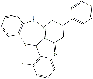 11-(2-methylphenyl)-3-phenyl-2,3,4,5,10,11-hexahydro-1H-dibenzo[b,e][1,4]diazepin-1-one Structure