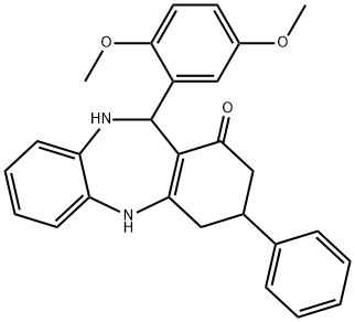 11-(2,5-dimethoxyphenyl)-3-phenyl-2,3,4,5,10,11-hexahydro-1H-dibenzo[b,e][1,4]diazepin-1-one,296247-21-7,结构式