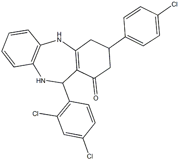 3-(4-chlorophenyl)-11-(2,4-dichlorophenyl)-2,3,4,5,10,11-hexahydro-1H-dibenzo[b,e][1,4]diazepin-1-one Structure