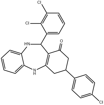 3-(4-chlorophenyl)-11-(2,3-dichlorophenyl)-2,3,4,5,10,11-hexahydro-1H-dibenzo[b,e][1,4]diazepin-1-one Struktur