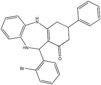 11-(2-bromophenyl)-3-phenyl-2,3,4,5,10,11-hexahydro-1H-dibenzo[b,e][1,4]diazepin-1-one Struktur