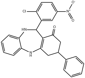 11-{2-chloro-5-nitrophenyl}-3-phenyl-2,3,4,5,10,11-hexahydro-1H-dibenzo[b,e][1,4]diazepin-1-one,296247-40-0,结构式