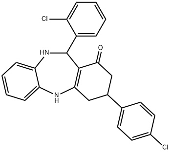 11-(2-chlorophenyl)-3-(4-chlorophenyl)-2,3,4,5,10,11-hexahydro-1H-dibenzo[b,e][1,4]diazepin-1-one 化学構造式